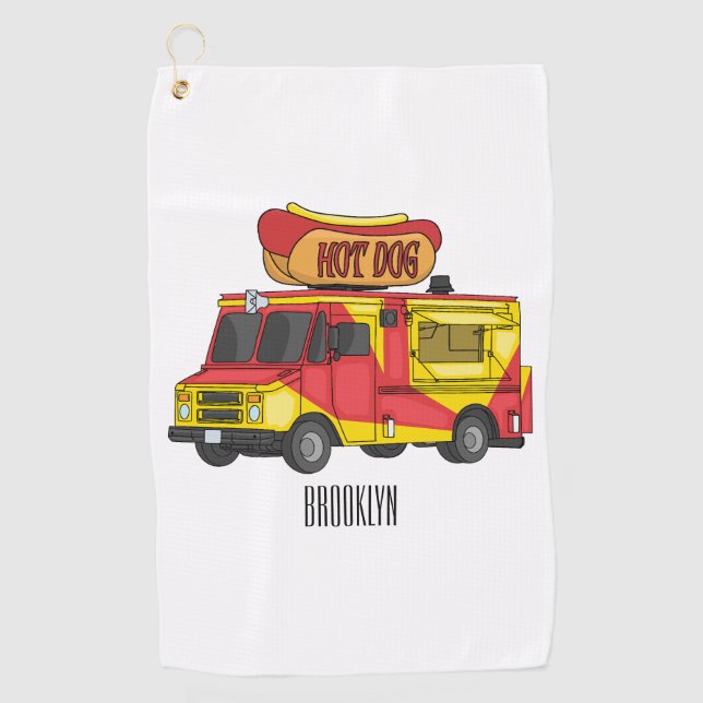 Serviette De Golf Illustration d'un camion de nourriture pour chien  (Devant)
