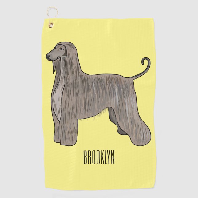 Serviette De Golf Illustration d'un chien hound afghan (Devant)