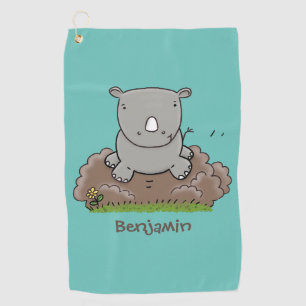 Serviette De Golf Illustration d'un petit rhinocéros