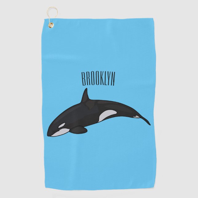 Serviette De Golf Illustration d'une baleine tueuse (Devant)