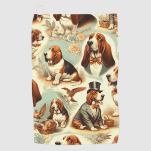 Serviette De Golf Illustration vintage Basset Hound en toute transpa