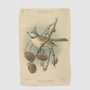 Serviette De Golf Illustration vintage de l'European Crested Tit