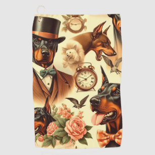Serviette De Golf Illustration vintage Doberman sans fil