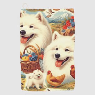 Serviette De Golf Illustration vintage Samoyed Dog