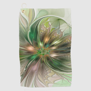 Serviette De Golf Imaginaire coloré Moderne Fleur Fractale Abstraite