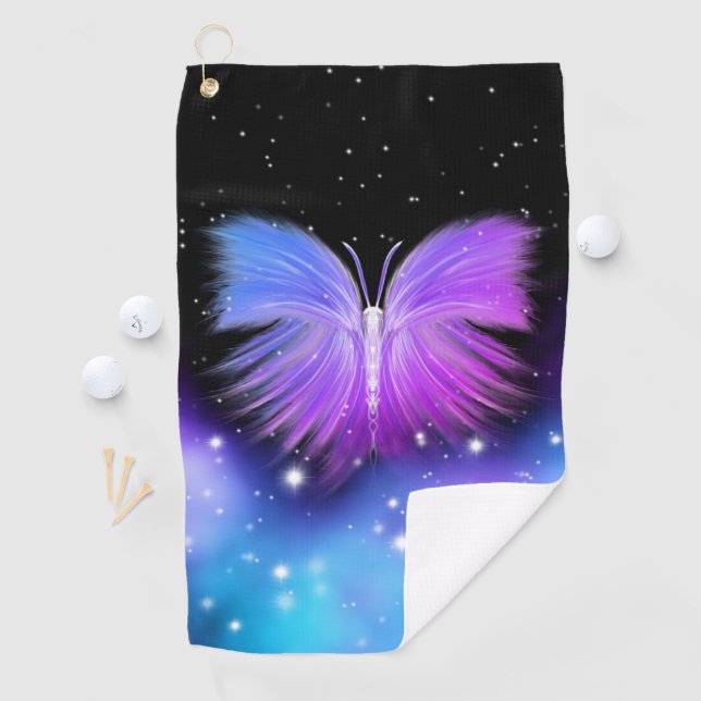 Serviette De Golf Imaginaire spatial Papillon cosmique (En situation)