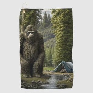 Serviette De Golf Immense Bigfoot assis à côté de Tente in the Woods