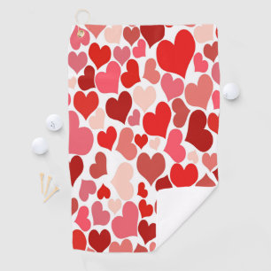 Serviette De Golf Impression cardiaque rouge et rose