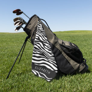 Serviette De Golf Impression Zèbre, Grilles, Noir Et Blanc, Votre No