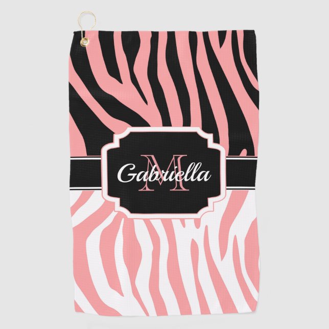 Serviette De Golf Impression Zèbre rose (Devant)