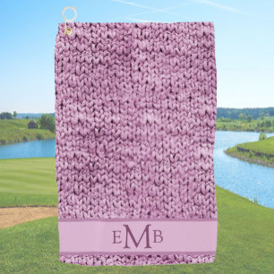 Serviette De Golf Imprimé Knit rose Conception Monogramme personnali