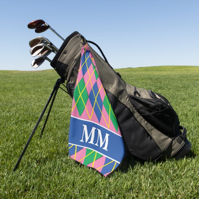 Serviette De Golf Initiale de monogramme prépa  (Vert)