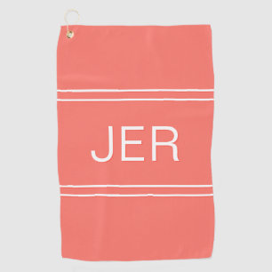 Serviette De Golf Initiales à 3 lettres Monogramme Golfeur Corail Me