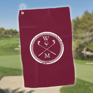 Serviette De Golf Initiales de monogramme personnalisé Bourgogne