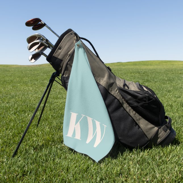 Serviette De Golf Initiales du Monogramme bleu Aqua moderne personna (Vert)