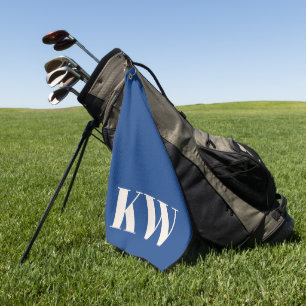 Serviette De Golf Initiales du Monogramme bleu Cobalt moderne person