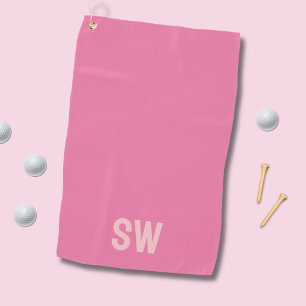 Serviette De Golf Initiales du monogramme rose moderne