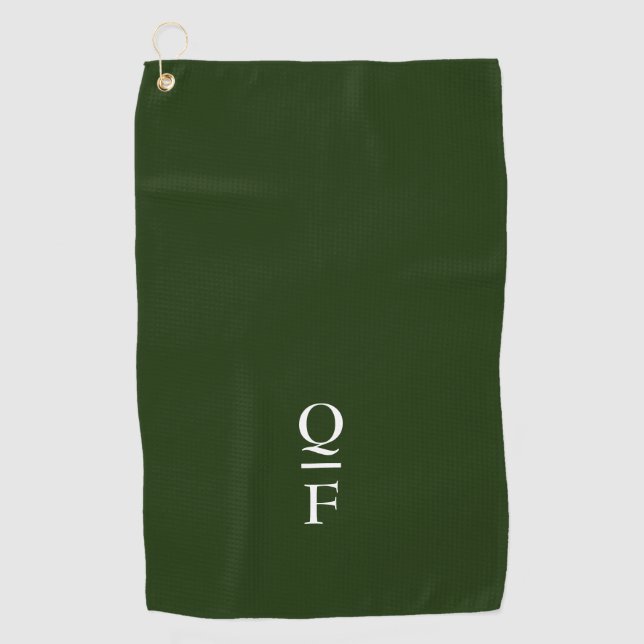 Serviette De Golf Initiales modernes de Monogramme blanc et vert (Devant)