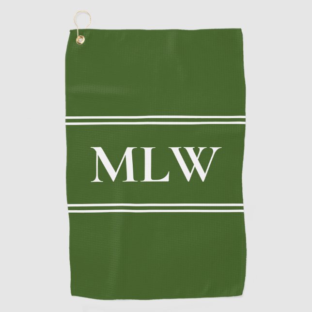 Serviette De Golf Initiales monogrammes traditionnelles vert foncé e (Devant)