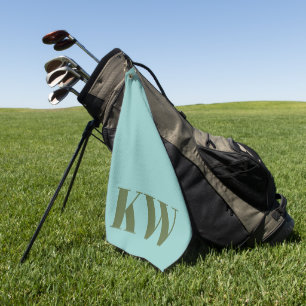Serviette De Golf Initiales personnalisées Monogramme Bleu Vert Mode