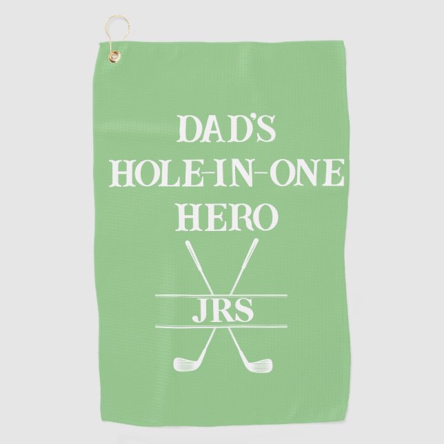 Serviette De Golf Initiales personnalisées papa's Hole-in-One Hero G (Devant)