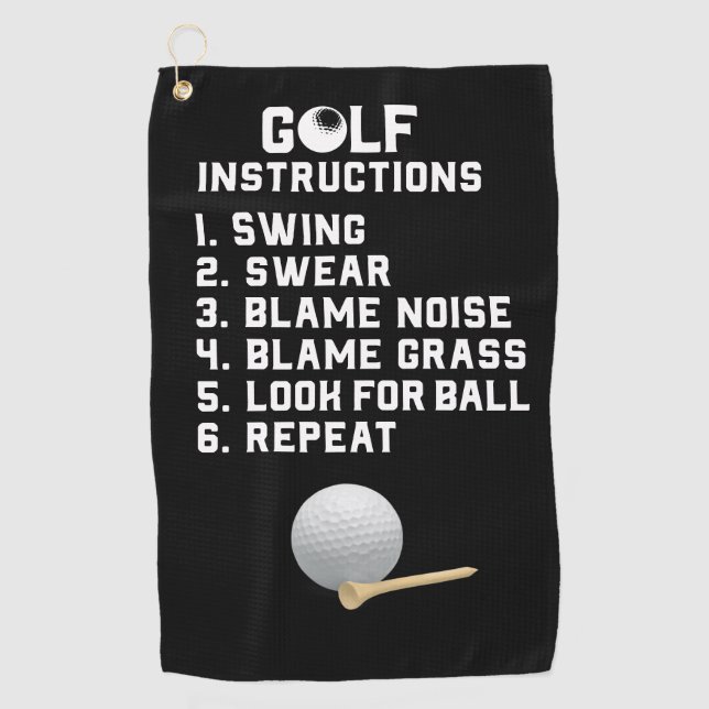 Serviette De Golf Instruction de golf Swing Sweer avec balle et tee (Devant)
