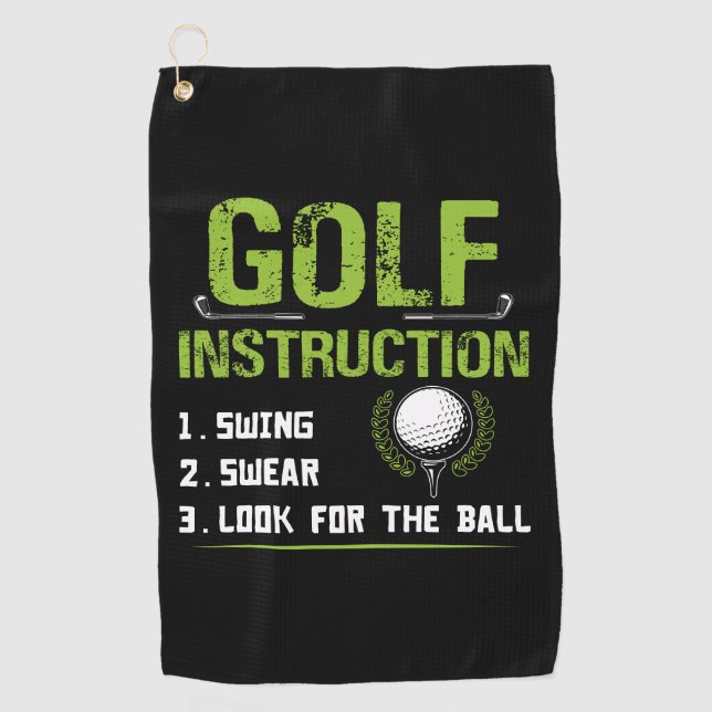 Serviette De Golf Instructions de golf amusantes (Devant)