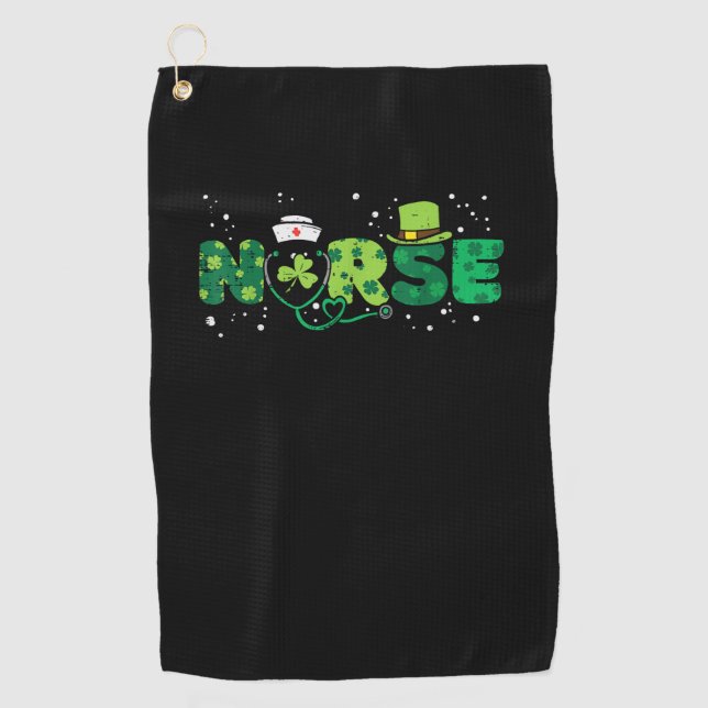 Serviette De Golf Irlandais Infirmière Stethoscope Scrub Jour de la  (Devant)
