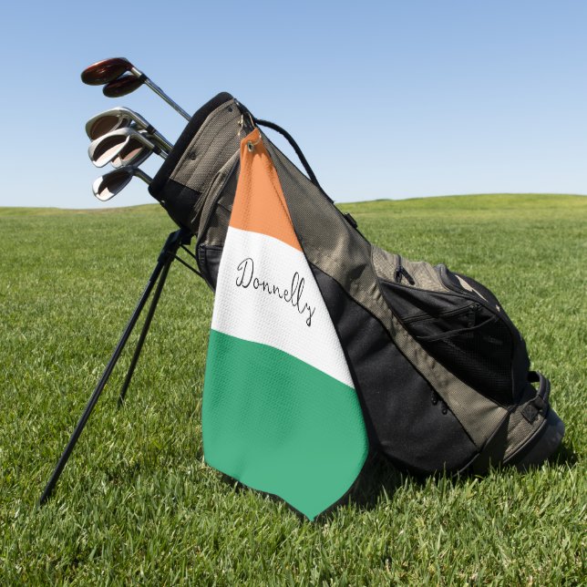 Serviette De Golf Irlande Drapeau Couleurs Irlandais Nom de famille  (Vert)