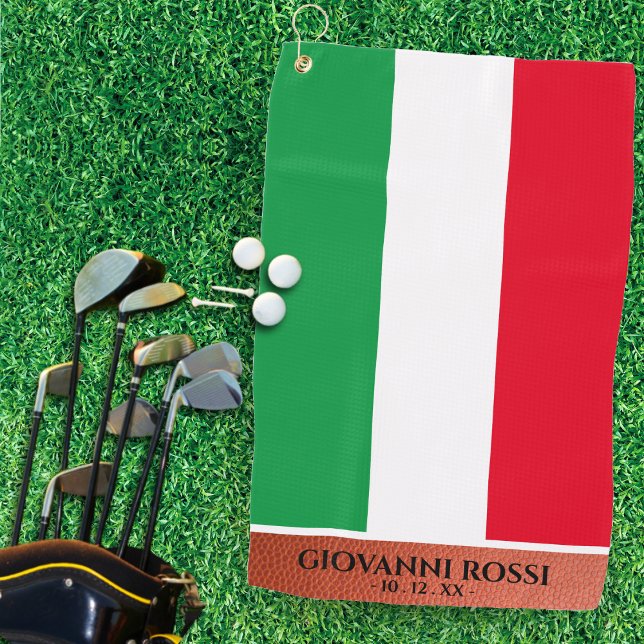 Serviette De Golf Italie Drapeau italien Rouge Blanc Vert Nom (Italy Italian Flag Red White Green Name Golf Towel)