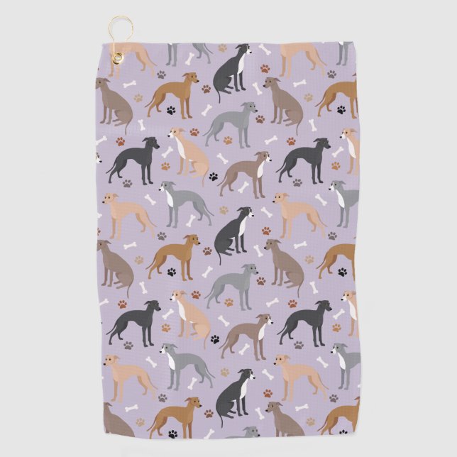 Serviette de golf italien Greyhound Chig Bones and (Devant)