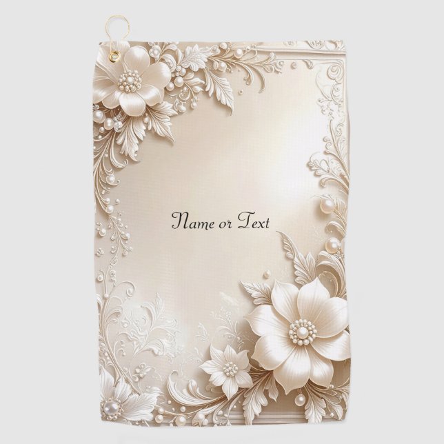 Serviette De Golf Ivory Flowers Golf Towel (Devant)