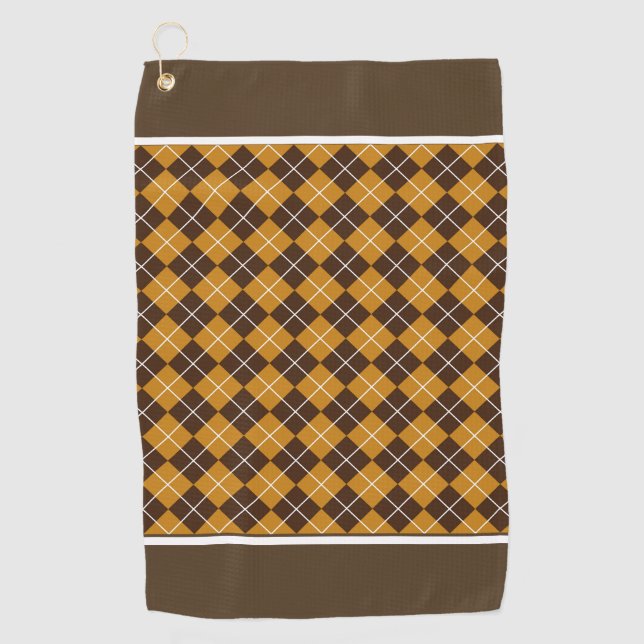 Serviette De Golf Jacquard Brown Et Orange (Devant)
