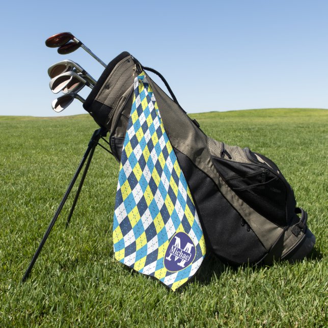 Serviette De Golf Jacquard de citron de framboise bleu Preppy Monogr (Vert)