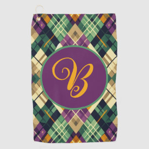 Serviette De Golf Jacquard Mardi Gras jaune violet vert