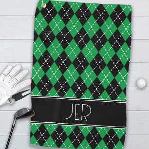 Serviette De Golf Jacquard Plaid Personnalisé Monogramme Initiales N
