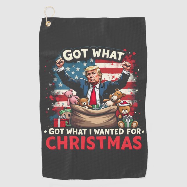 Serviette De Golf J'Ai Ce Que Je Recherché Pour Noël Trump Père Noël (Devant)