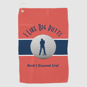 Serviette De Golf J'Aime Big Putts Golf Humour Amusant Rouge Bleu