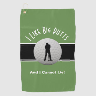 Serviette De Golf J'Aime Big Putts Golfer Humour Funny Black Green