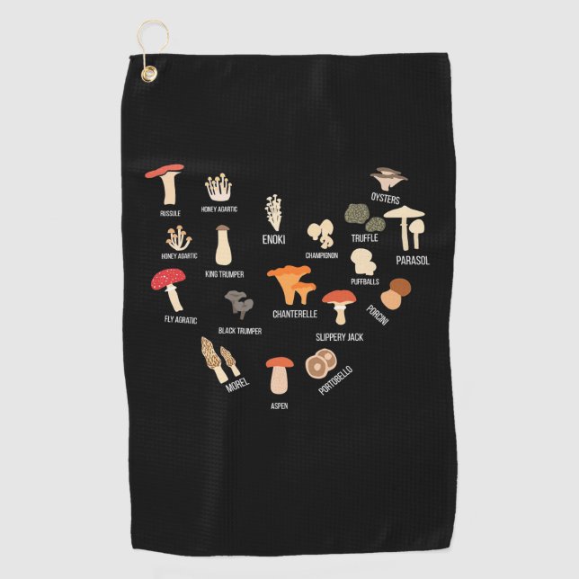 Serviette De Golf J'Aime Les Champignons (Devant)