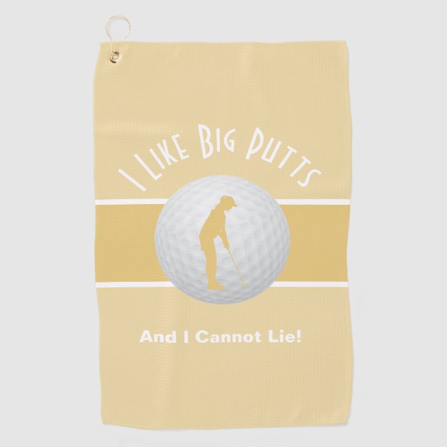 Serviette De Golf J'Aime Les Gros Puttes Lady Golfer Funny Jaune Bla (Devant)