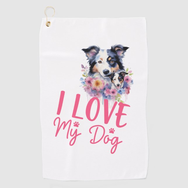 Serviette De Golf J'aime mon chien (Devant)