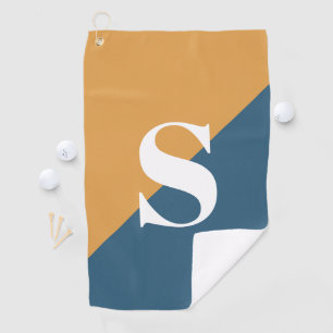 Serviette De Golf Jaune Moutarde Bleu Marine Monogramme