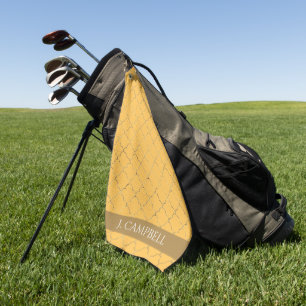 Serviette De Golf Joli Daffodil Gold Quatrefoil Personnalisé