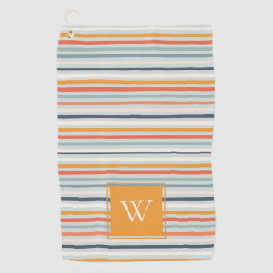 Serviette De Golf Joli Dusky Orange Bleu Motif rayé Monogramme