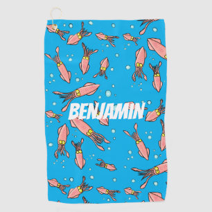 Serviette De Golf Joli motif caricature de calmar rose