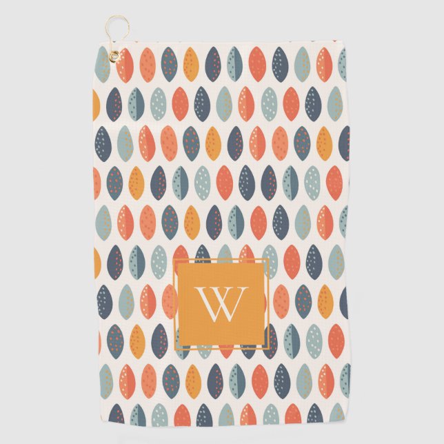 Serviette De Golf Joli Motif de Monogramme Botanique Bleu Bleu Orang (Devant)