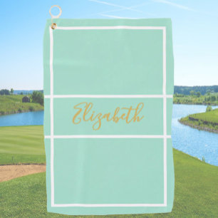 Serviette De Golf Joli vert menthe simple avec nom personnalisé dame