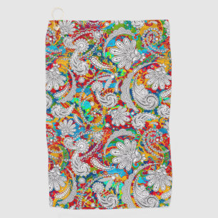 Serviette De Golf Joli vintage coloré blanc cachemire motifs rond