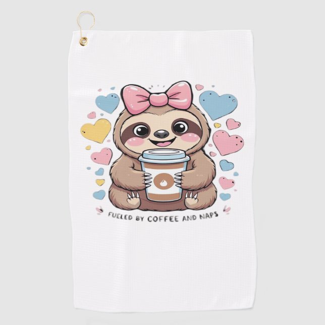 Serviette De Golf Jolie chemise de l'amoureux de café Sloth - Drôle  (Devant)